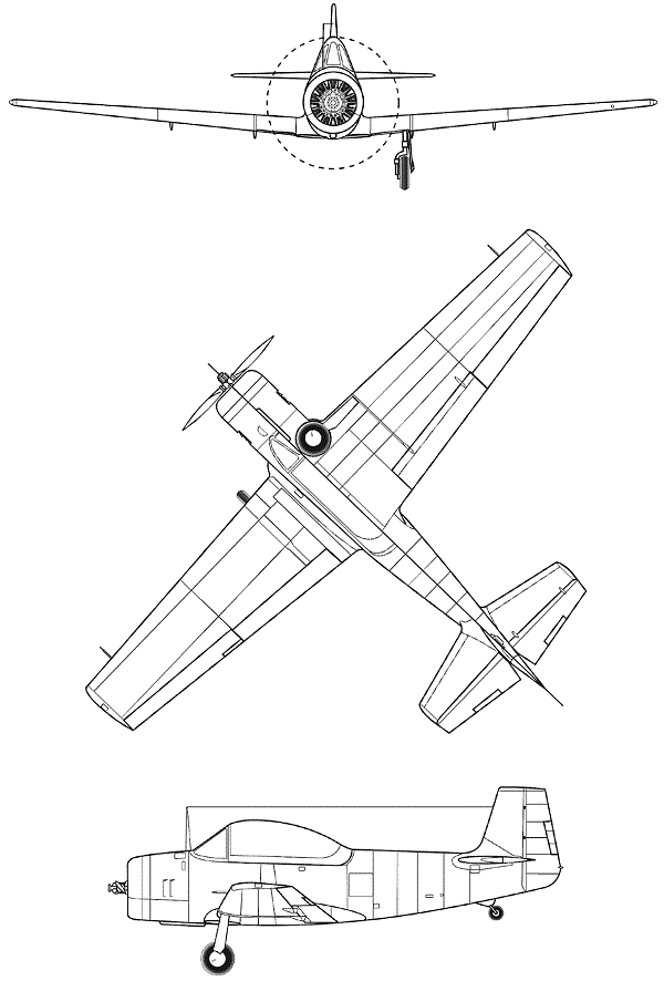 Plan 3 vues du Fairchild XNQ