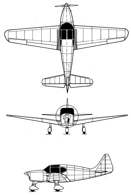 Plan 3 vues du Sud-Est SE.2300/SE.2310