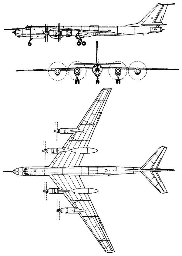 Plan 3 vues du Tupolev Tu-142 'Bear-F'