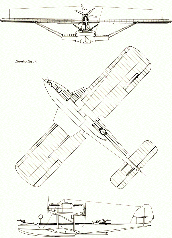 Plan 3 vues du Dornier Do 16 Wal