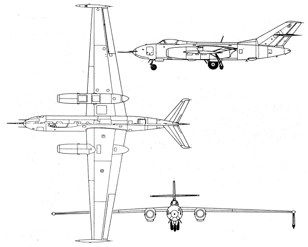 Plan 3 vues du Yakovlev Yak-25 ‘Mandrake’