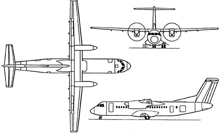 Plan 3 vues du Indonesian Aerospace N250 Gatotkaca