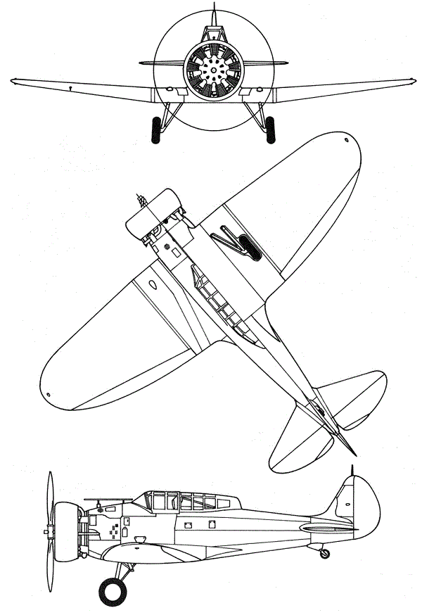 Plan 3 vues du Boeing XF7B / YP-29