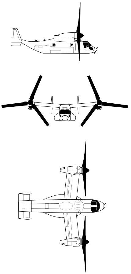 Plan 3 vues du Bell-Boeing CV-22 Osprey