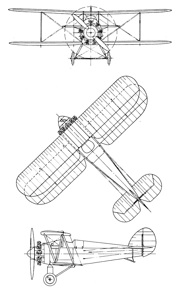 Plan 3 vues du Parnall Plover