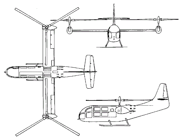 Plan 3 vues du Bell XV-3