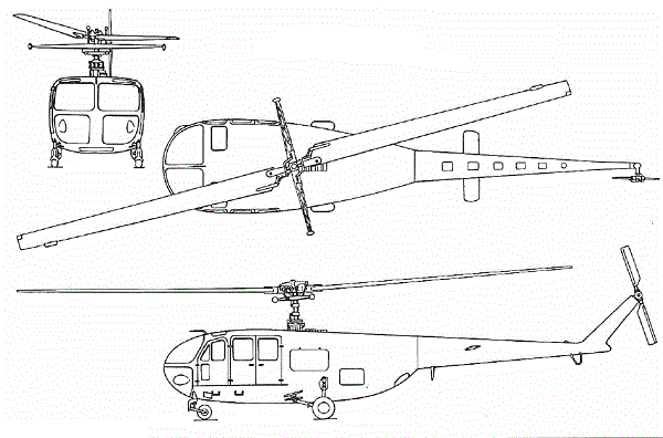 Plan 3 vues du Bell H-12