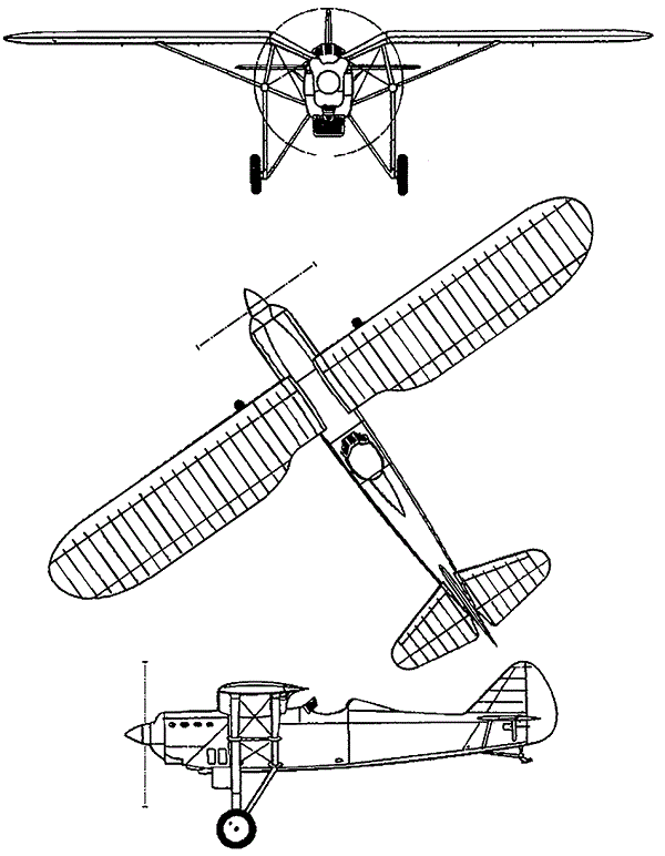 Plan 3 vues du Dewoitine D.560 / D.570