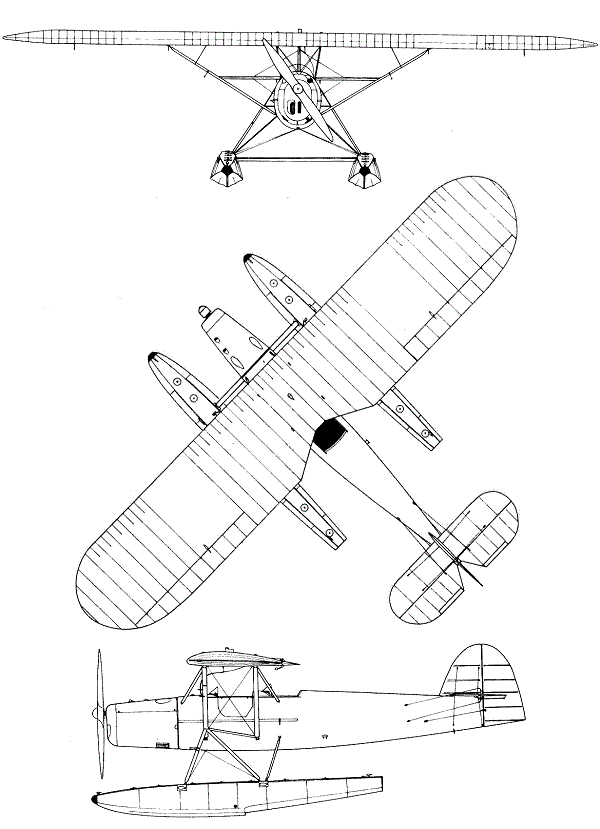 Plan 3 vues du Rogozarski SIM.XII H