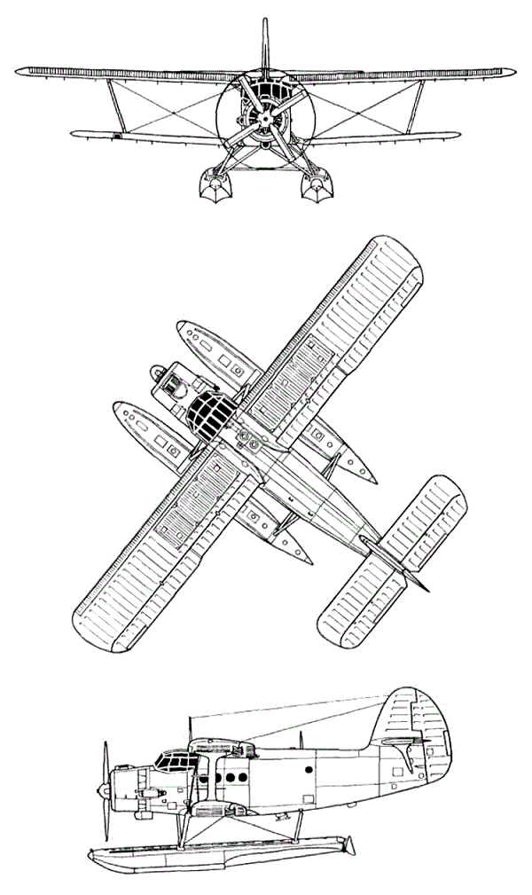 Plan 3 vues du Antonov An-4 'Colt-C'