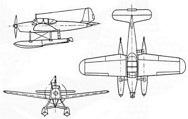 Plan 3 vues du Arado Ar 199