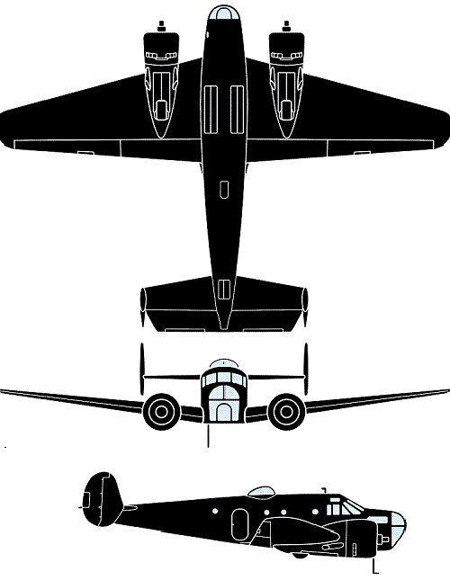 Plan 3 vues du Beechcraft AT-7 Navigator / AT-11 Kansan