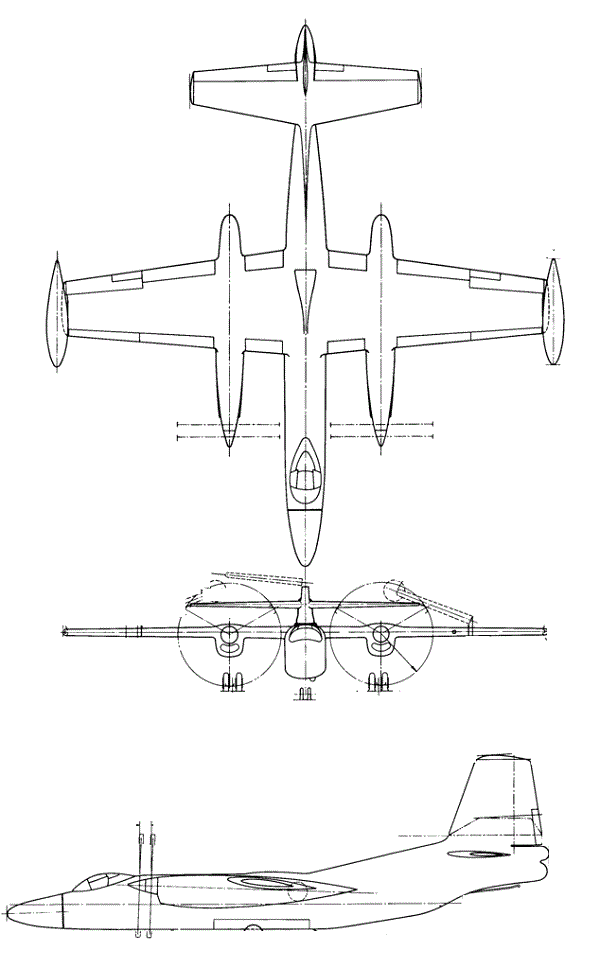 Plan 3 vues du North American XA2J Super Savage