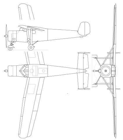 Plan 3 vues du Pilatus SB-2 Pelikan