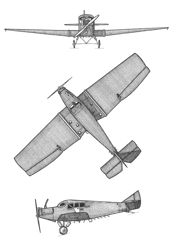 Plan 3 vues du Junkers F-13