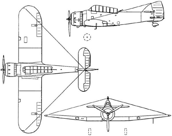 Plan 3 vues du Bristol Type 148