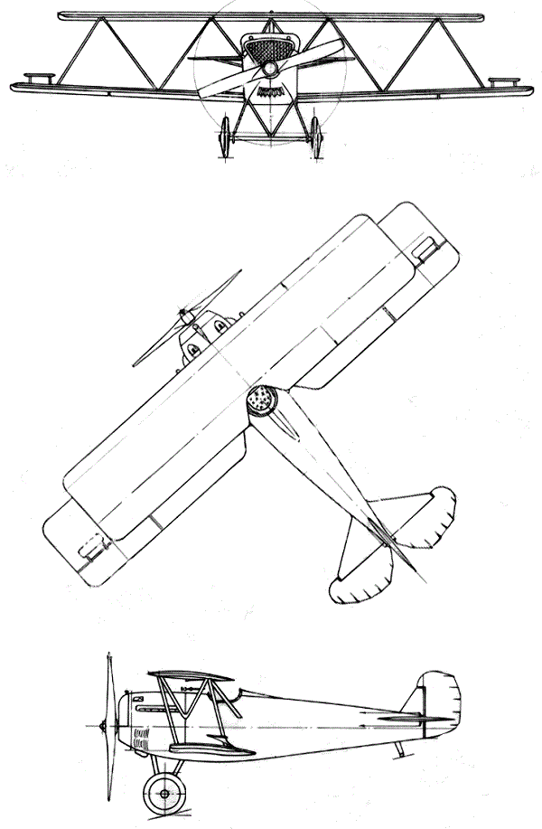 Plan 3 vues du Fiat CR.1