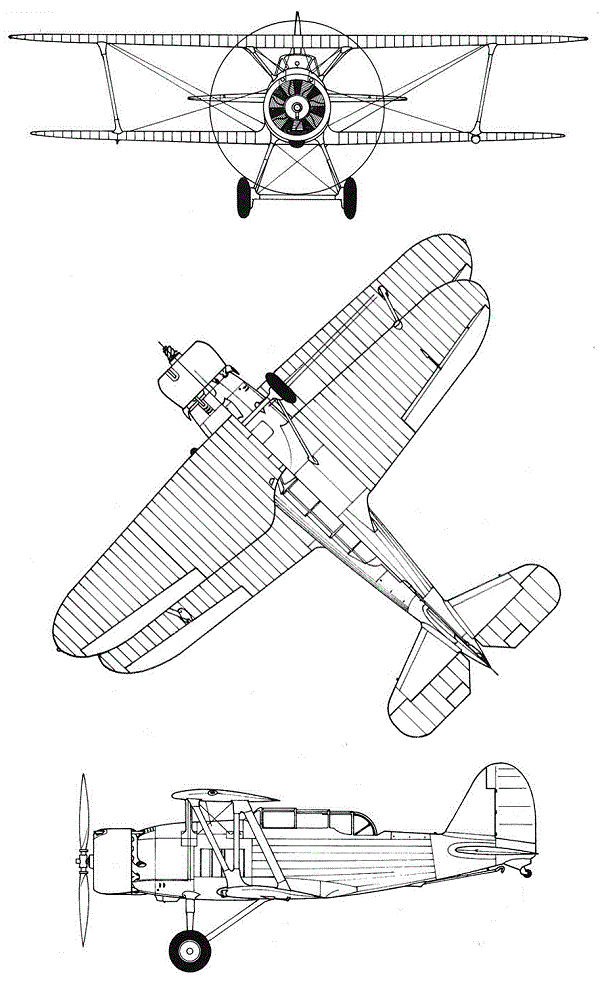 Plan 3 vues du Douglas XFD