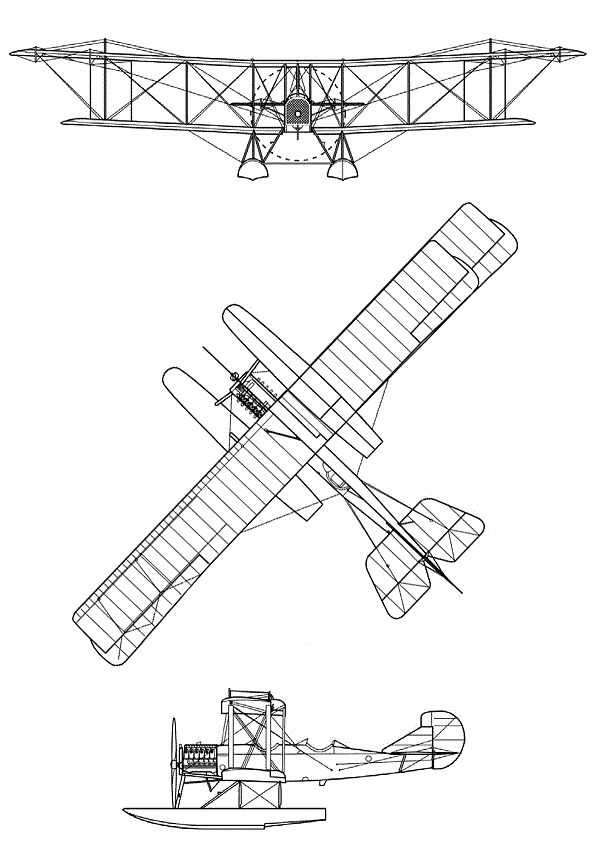 Plan 3 vues du Curtiss Model R