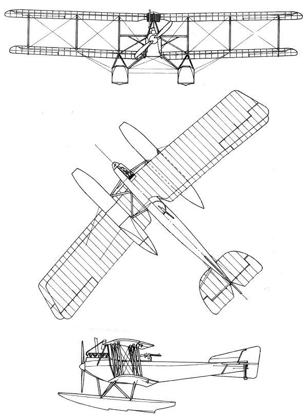 Plan 3 vues du Friedrichshafen FF.33