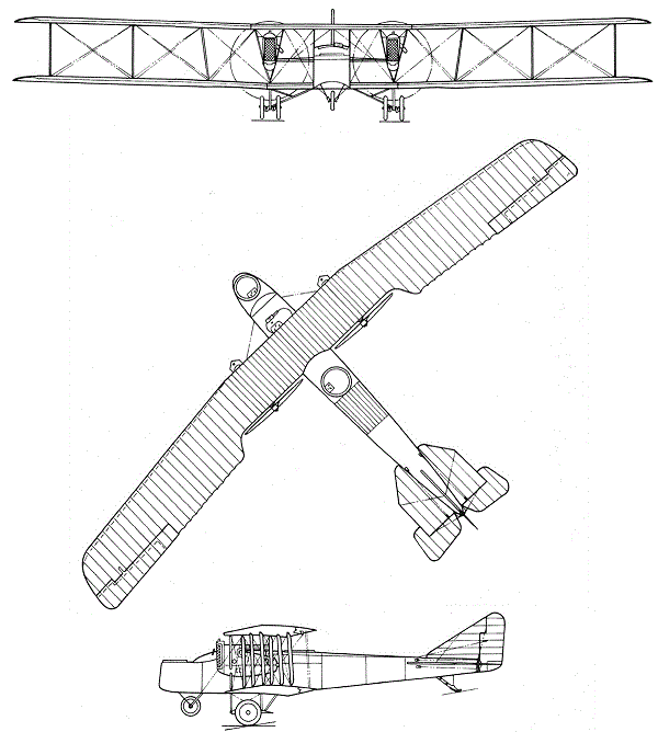 Plan 3 vues du Friedrichshafen G.III / G.IV