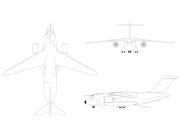 Plan 3 vues du Embraer C-390 Millennium
