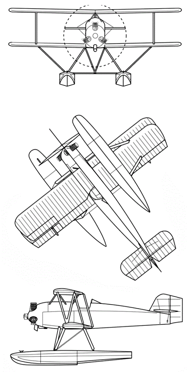 Plan 3 vues du Martin MS