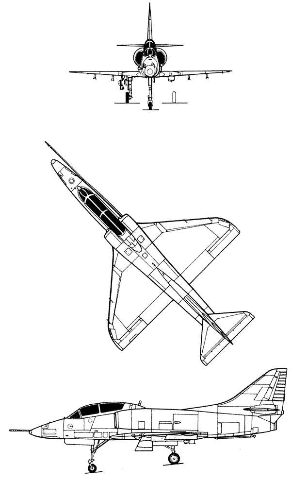 Plan 3 vues du Douglas TA-4 Scooter