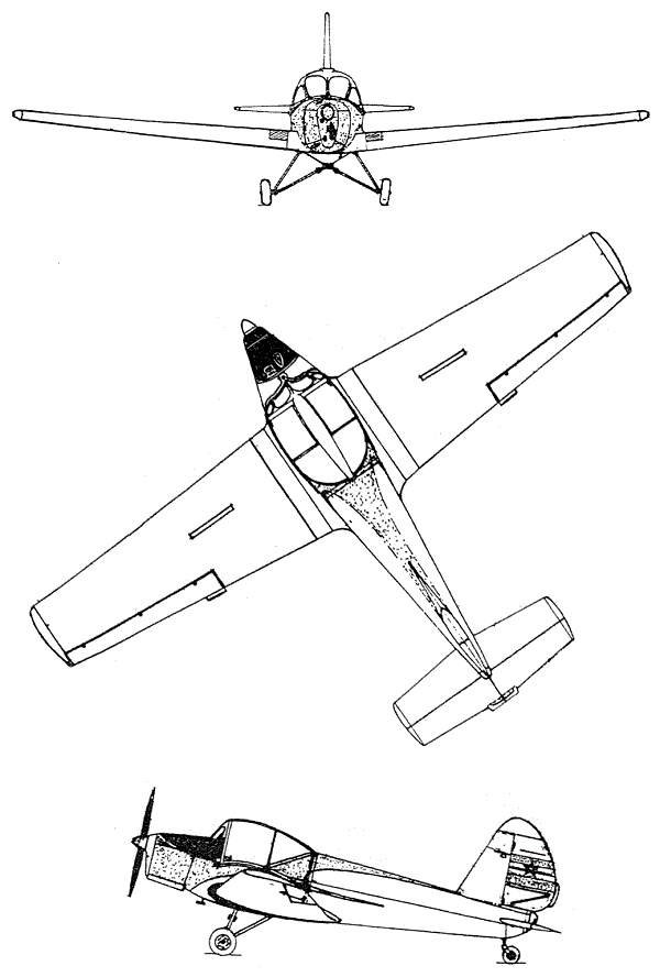 Plan 3 vues du Ikarus IK-251 Trojka