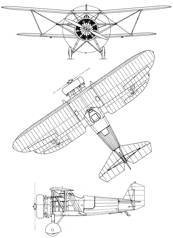 Plan 3 vues du Nakajima A2N