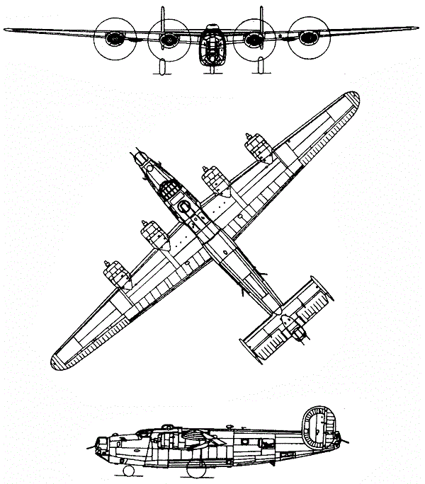 Plan 3 vues du Consolidated F-7 Liberator