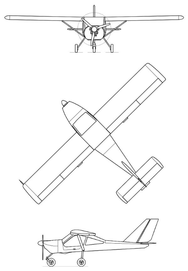 Plan 3 vues du KhAZ XA3-30