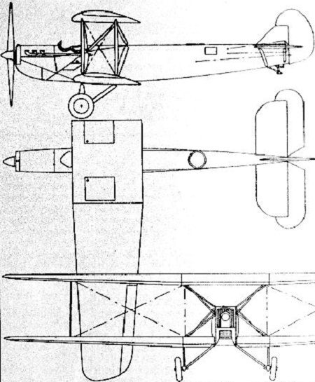 Plan 3 vues du Huff-Daland LB-1 Pegasus