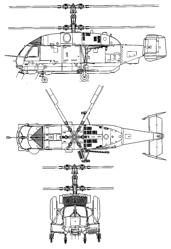 Plan 3 vues du Kamov Ka-32 ‘Helix-C’