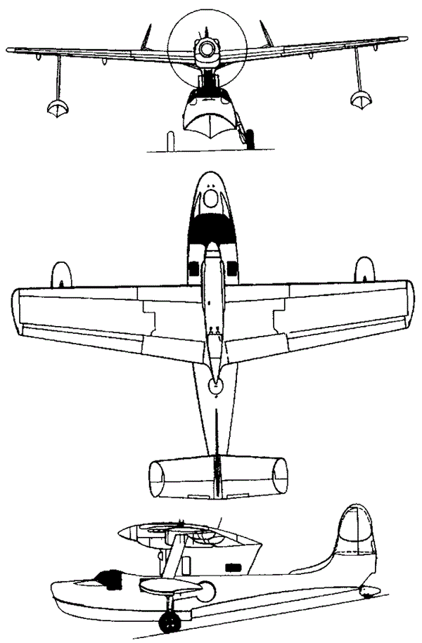 Plan 3 vues du Supermarine Seagull