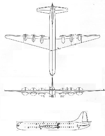 Plan 3 vues du Convair XC-99