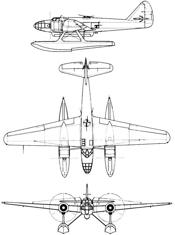 Plan 3 vues du Fiat RS.14
