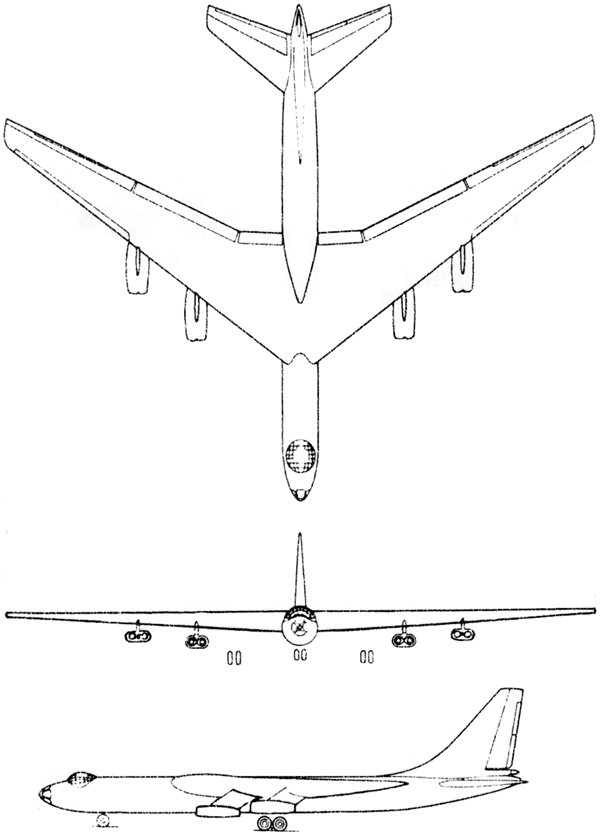 Plan 3 vues du Convair YB-60