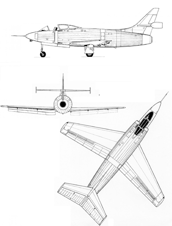 Plan 3 vues du SNCAC NC.1080