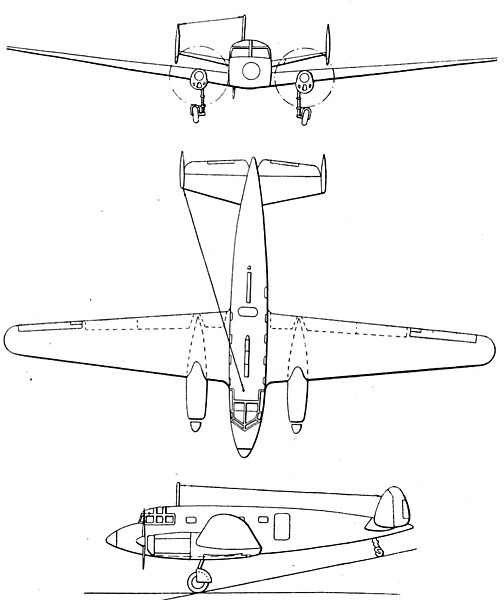 Plan 3 vues du SNCAC NC.701 / NC.702 Martinet