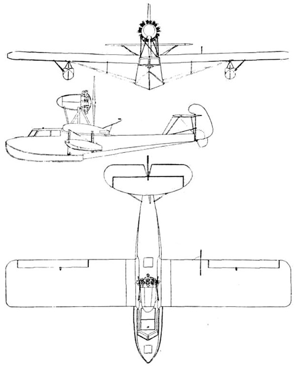 Plan 3 vues du Boeing-Canada A-213 Totem