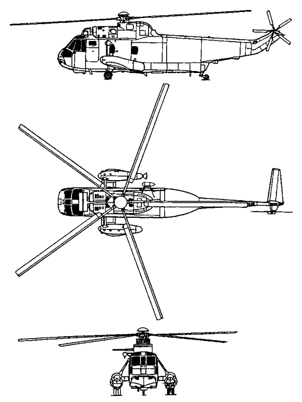 Plan 3 vues du Agusta-Sikorsky AS-61