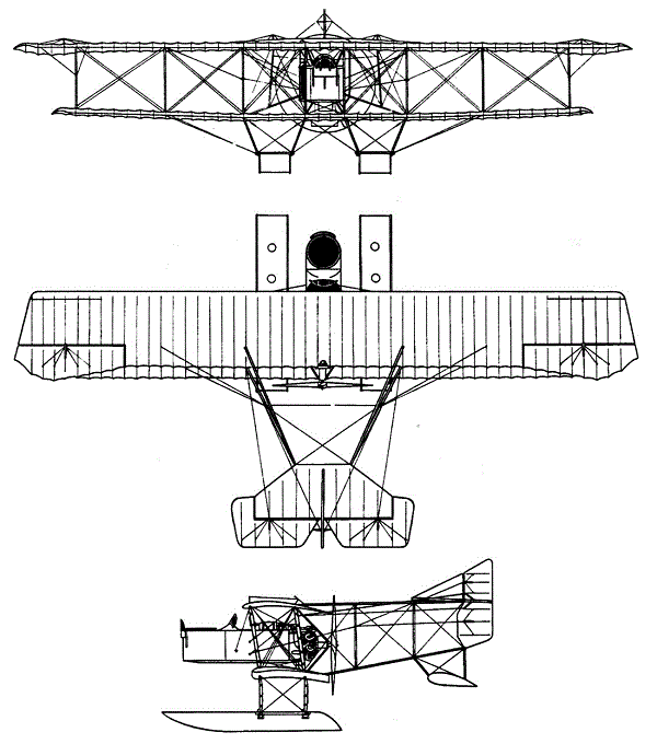 Plan 3 vues du Grigorovich M-16
