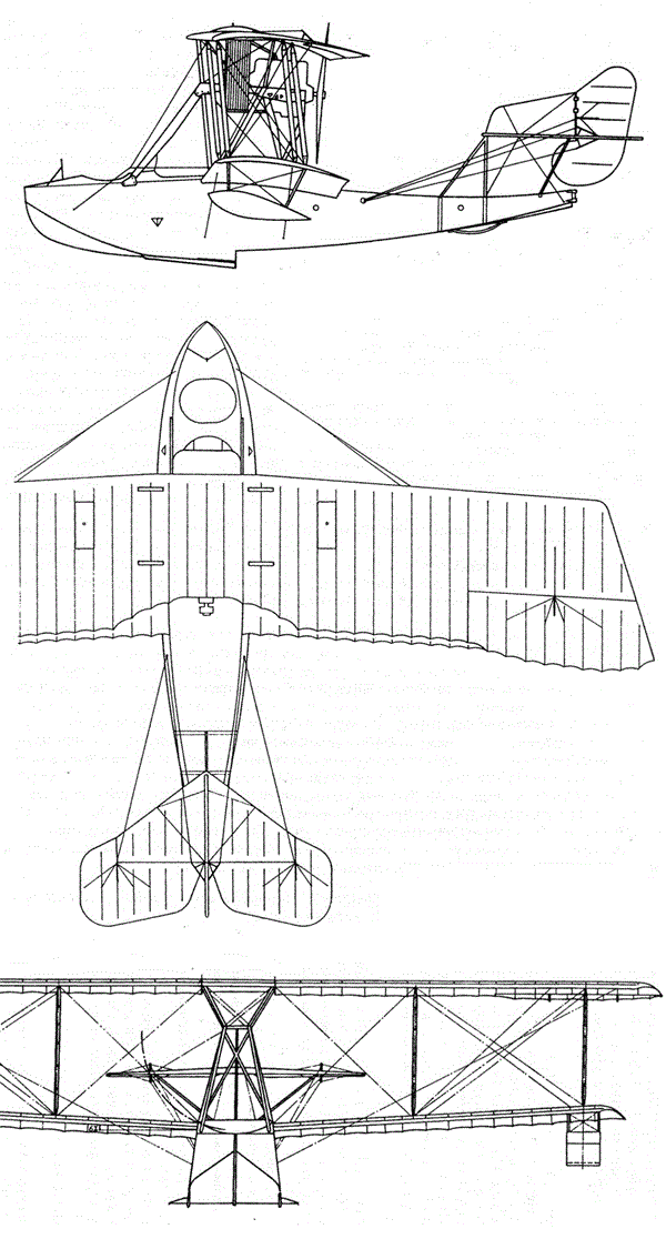 Plan 3 vues du Grigorovich M-9/M-15