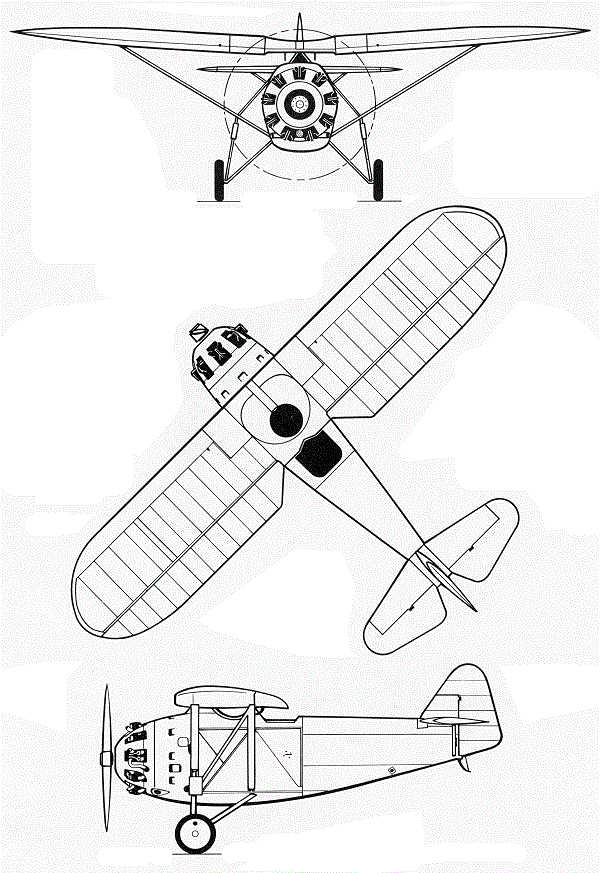 Plan 3 vues du Koolhoven FK.31