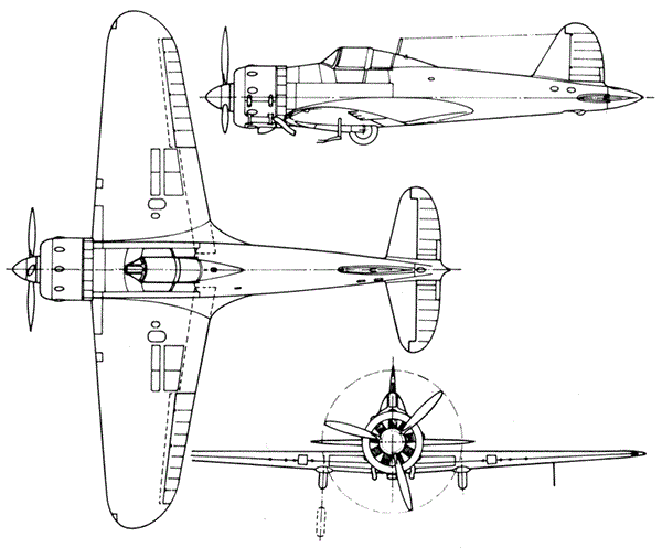 Plan 3 vues du Gloster G.38