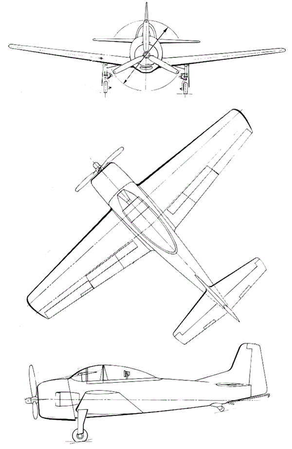 Plan 3 vues du North American XSN2J