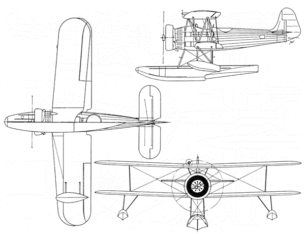 Plan 3 vues du Nakajima E4N