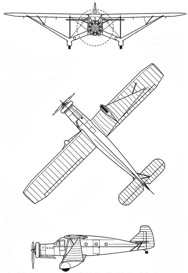 Plan 3 vues du Bellanca Y1C-27 Airbus