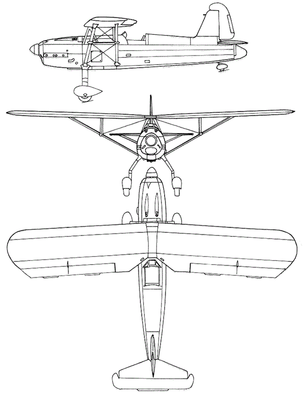 Plan 3 vues du Arado Ar 76